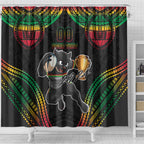 Custom Panthers Champion Grand Final 2024 Shower Curtain With Polynesian Style