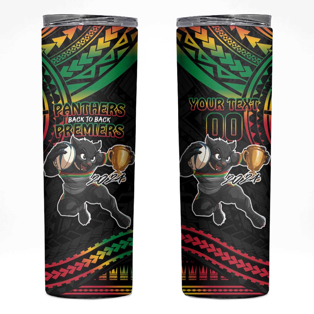 Custom Panthers Champion Grand Final 2024 Skinny Tumbler With Polynesian Style