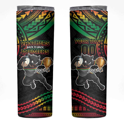 Custom Panthers Champion Grand Final 2024 Skinny Tumbler With Polynesian Style