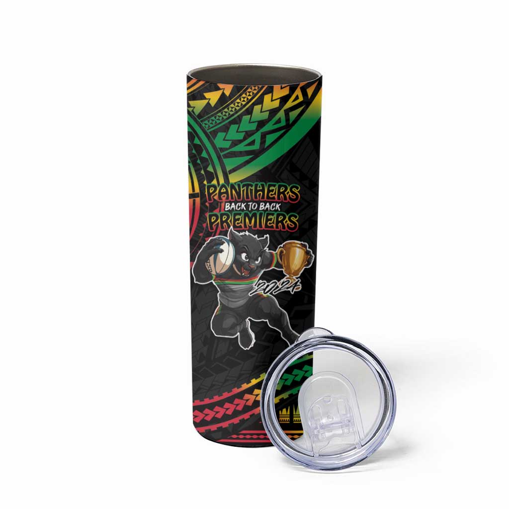 Custom Panthers Champion Grand Final 2024 Skinny Tumbler With Polynesian Style