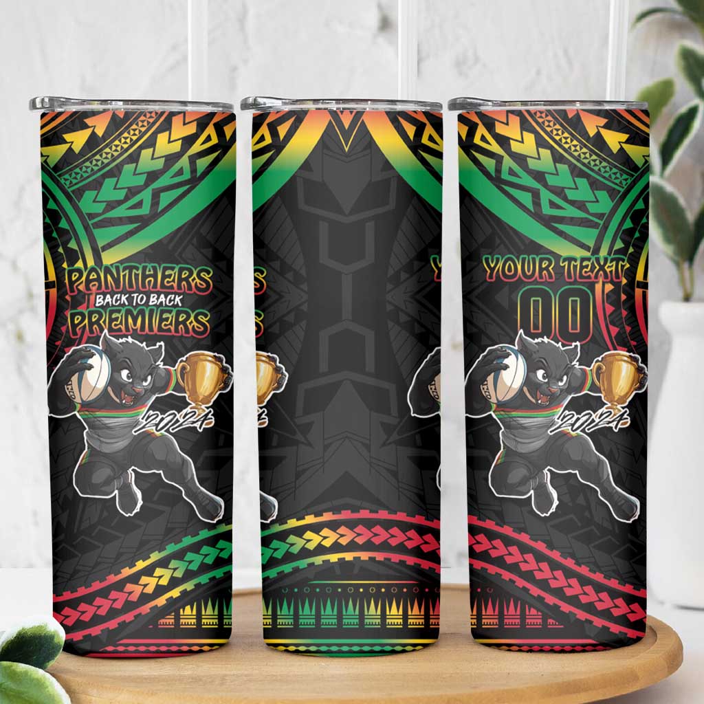 Custom Panthers Champion Grand Final 2024 Skinny Tumbler With Polynesian Style