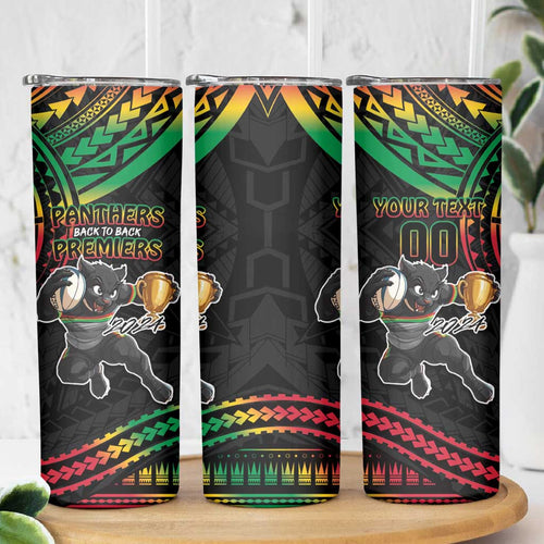 Custom Panthers Champion Grand Final 2024 Skinny Tumbler With Polynesian Style