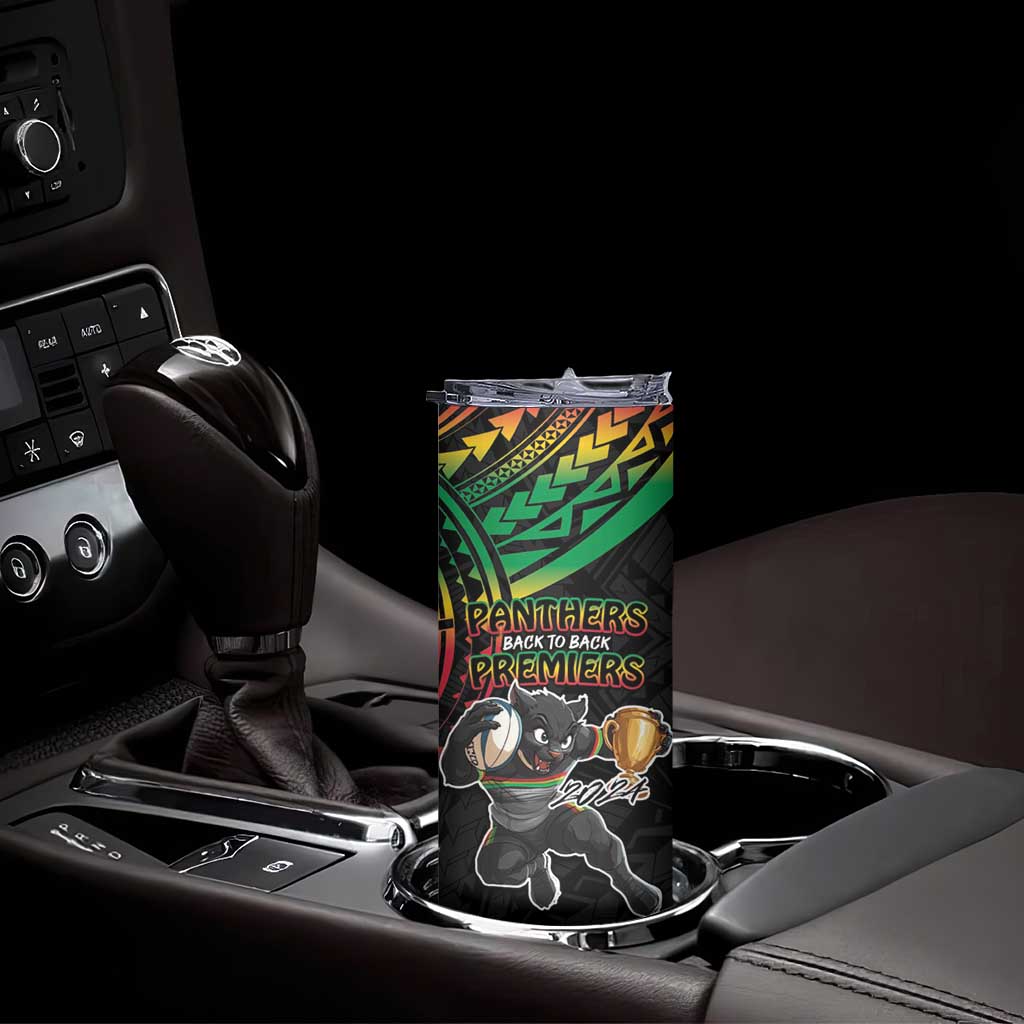 Custom Panthers Champion Grand Final 2024 Skinny Tumbler With Polynesian Style