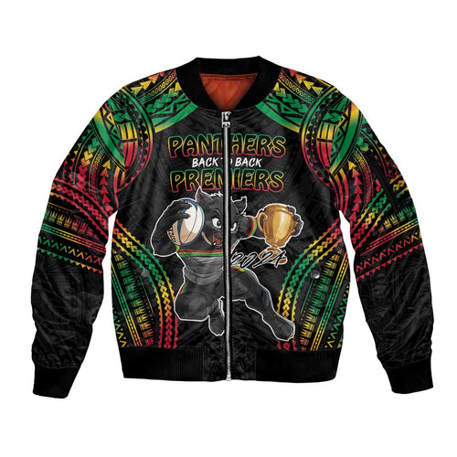 Custom Panthers Champion Grand Final 2024 Sleeve Zip Bomber Jacket With Polynesian Style