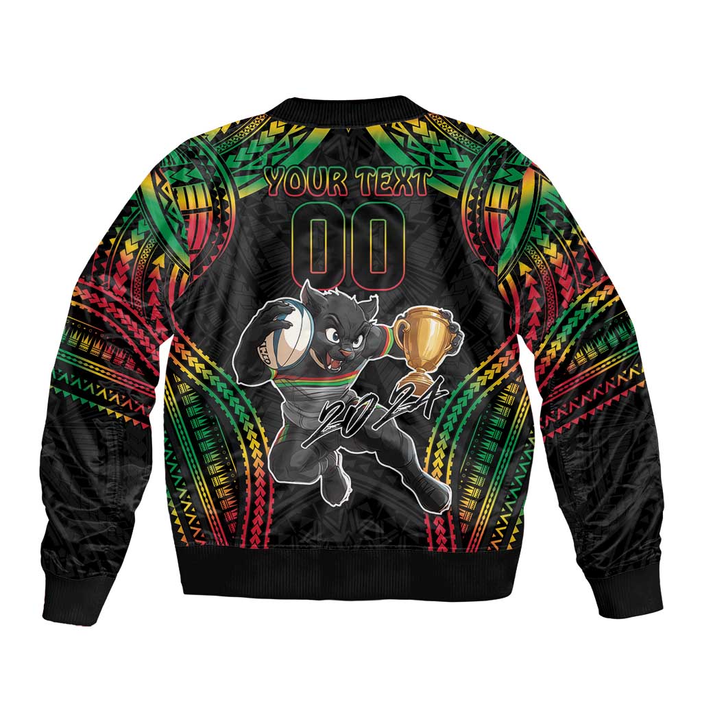 Custom Panthers Champion Grand Final 2024 Sleeve Zip Bomber Jacket With Polynesian Style