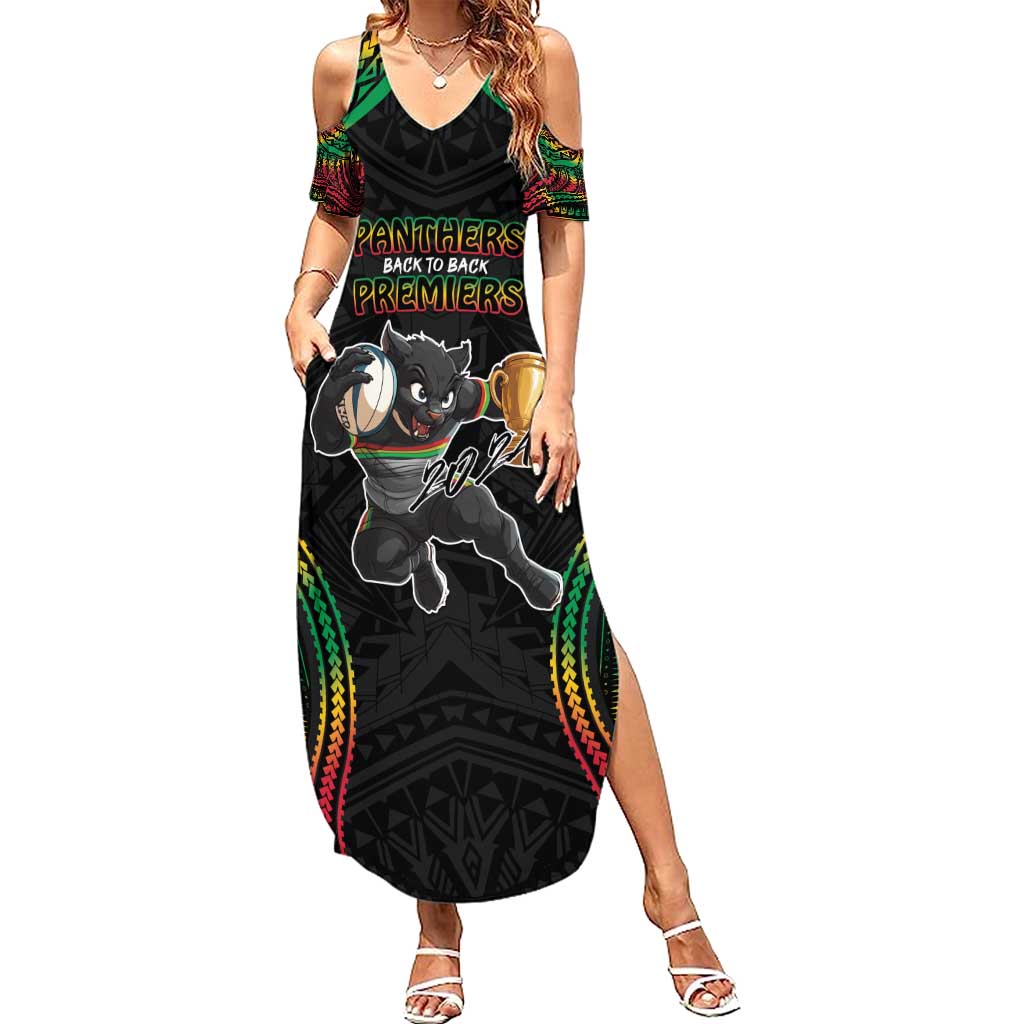 Custom Panthers Champion Grand Final 2024 Summer Maxi Dress With Polynesian Style