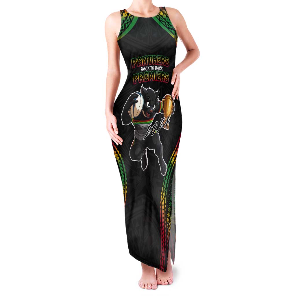 Custom Panthers Champion Grand Final 2024 Tank Maxi Dress With Polynesian Style