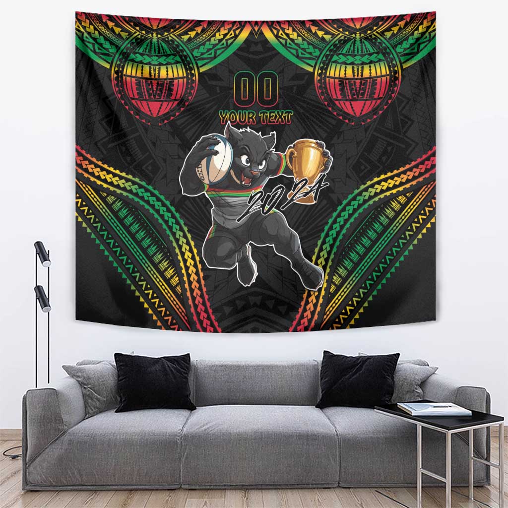 Custom Panthers Champion Grand Final 2024 Tapestry With Polynesian Style