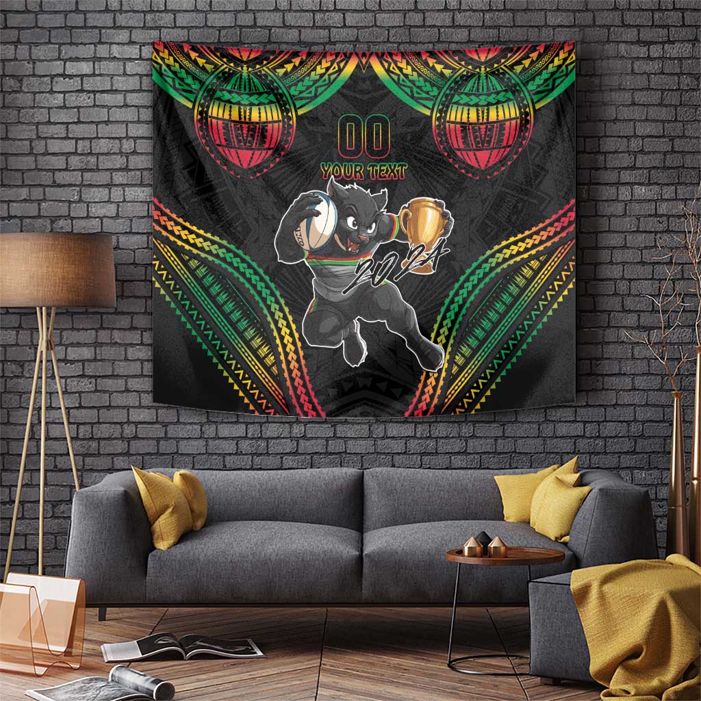Custom Panthers Champion Grand Final 2024 Tapestry With Polynesian Style