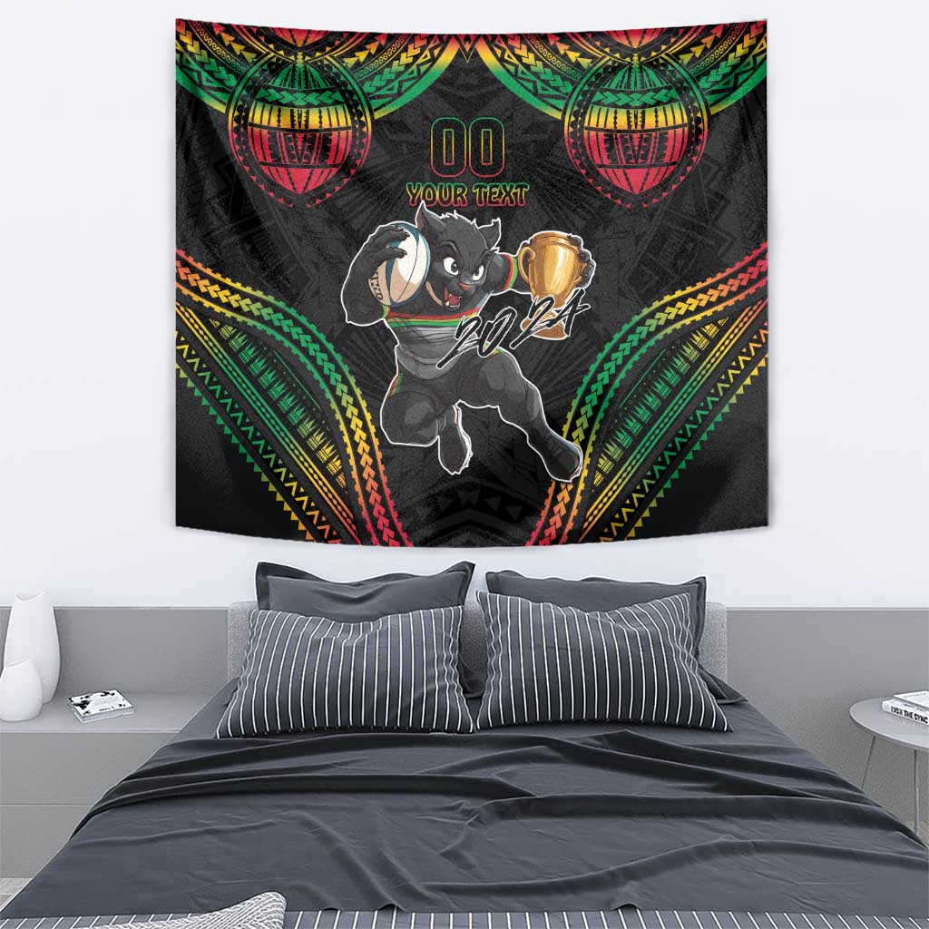 Custom Panthers Champion Grand Final 2024 Tapestry With Polynesian Style