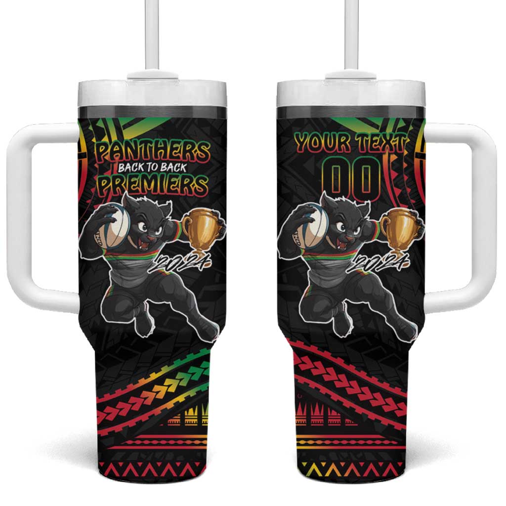 Custom Panthers Champion Grand Final 2024 Tumbler With Handle With Polynesian Style
