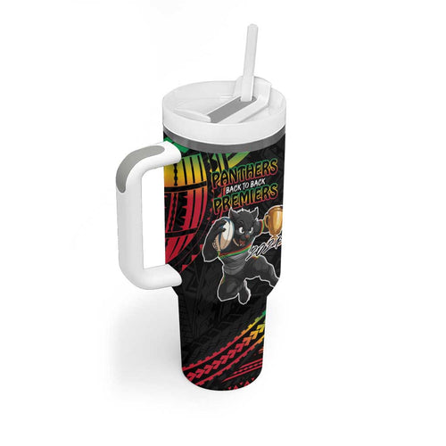 Custom Panthers Champion Grand Final 2024 Tumbler With Handle With Polynesian Style