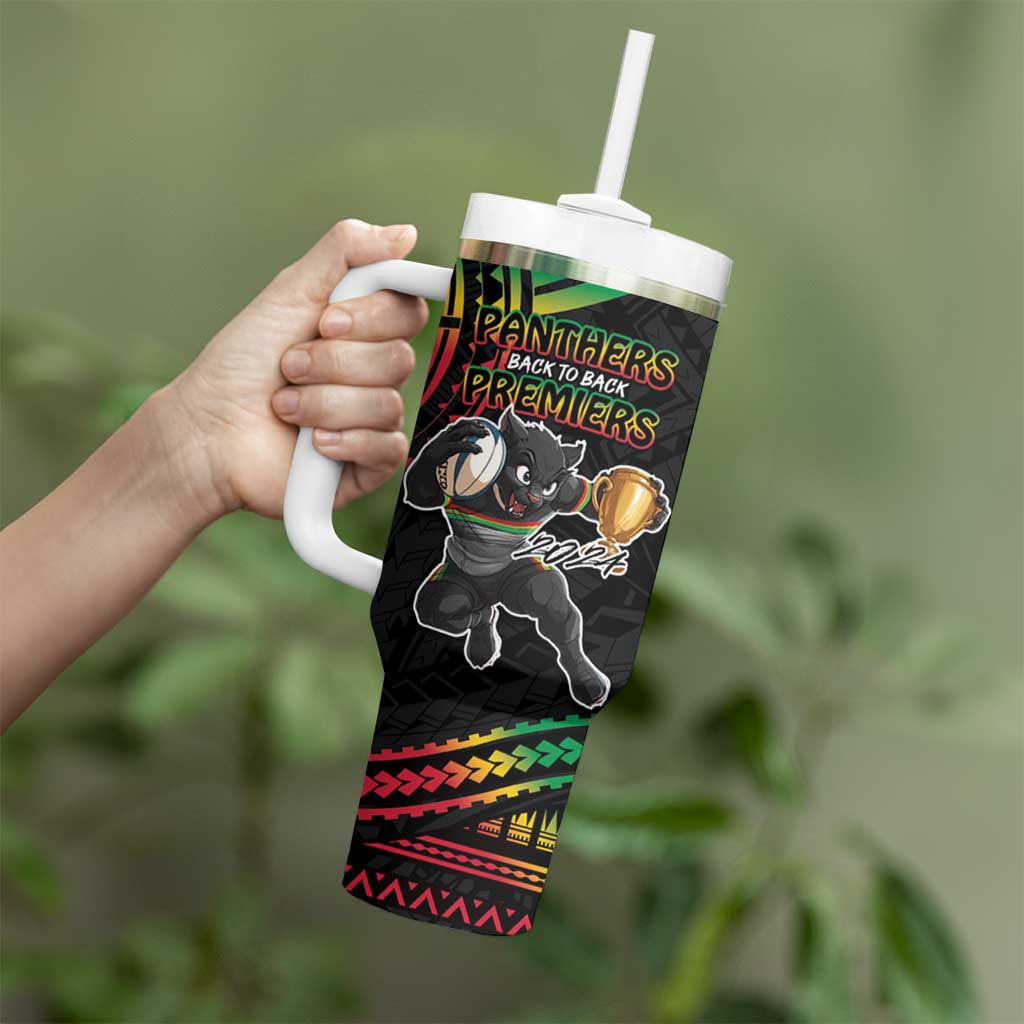 Custom Panthers Champion Grand Final 2024 Tumbler With Handle With Polynesian Style