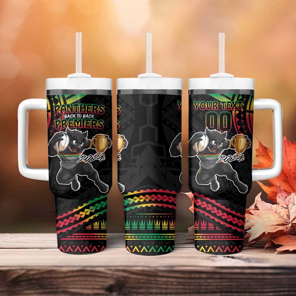 Custom Panthers Champion Grand Final 2024 Tumbler With Handle With Polynesian Style