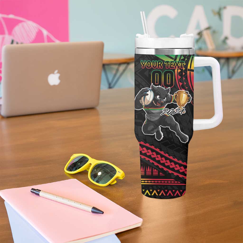 Custom Panthers Champion Grand Final 2024 Tumbler With Handle With Polynesian Style
