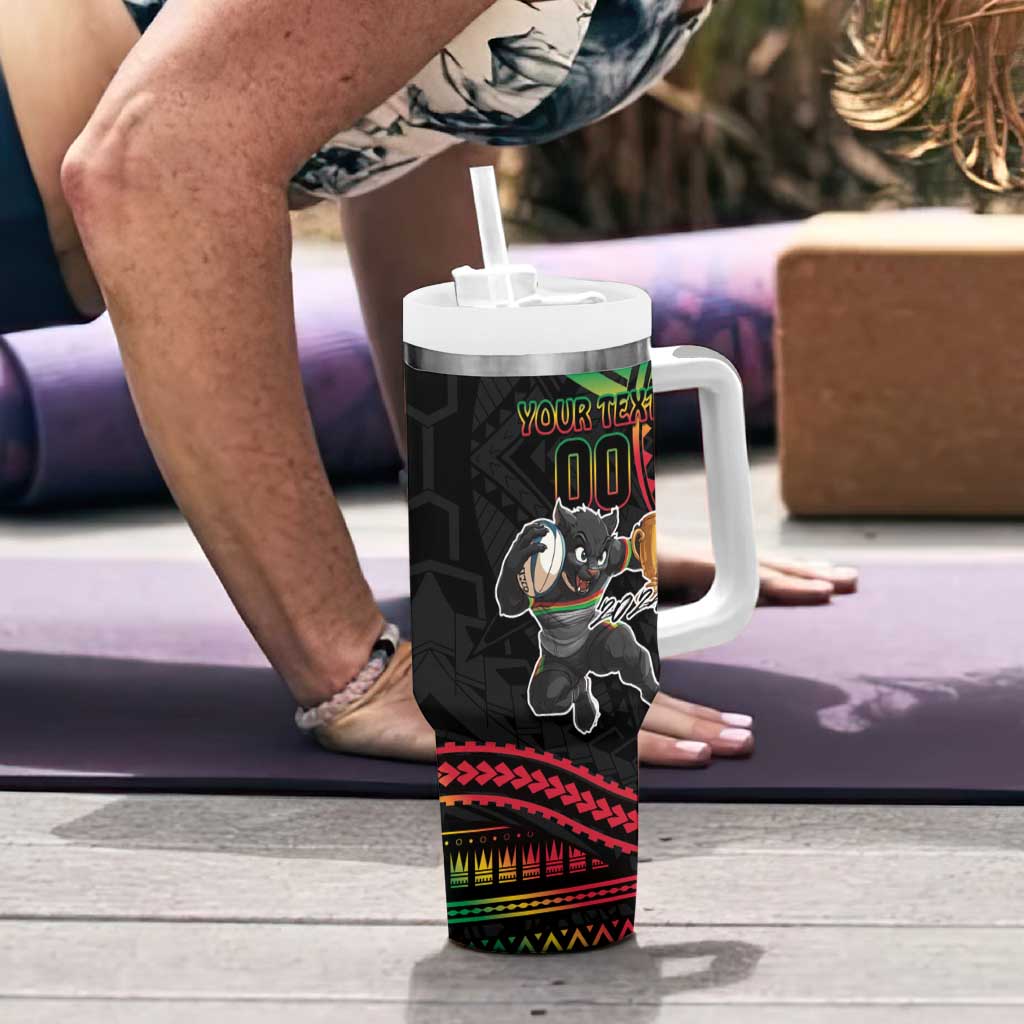 Custom Panthers Champion Grand Final 2024 Tumbler With Handle With Polynesian Style