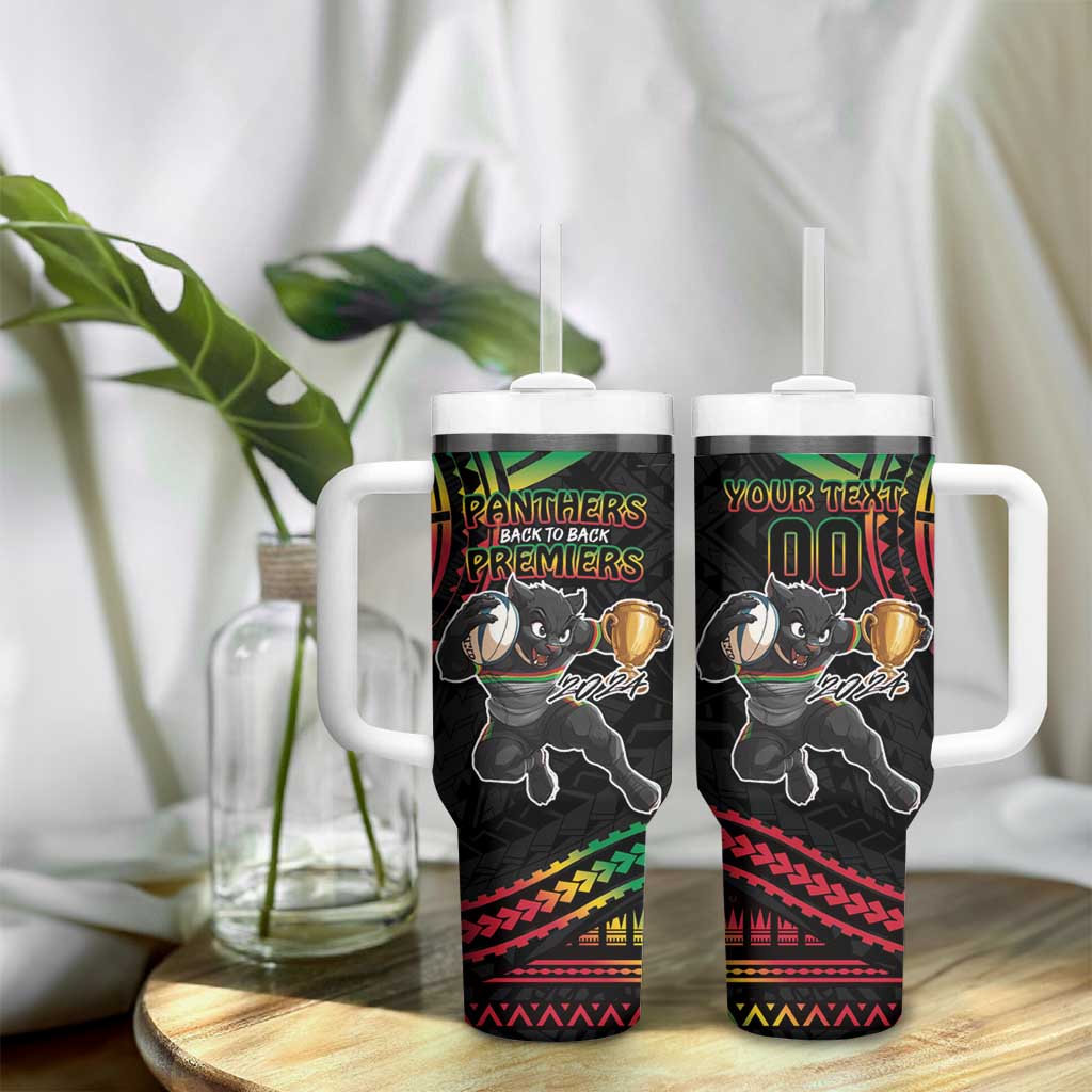 Custom Panthers Champion Grand Final 2024 Tumbler With Handle With Polynesian Style