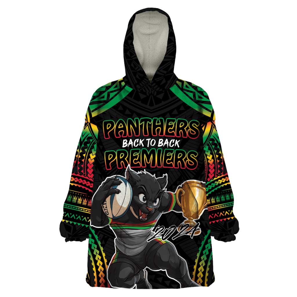 Custom Panthers Champion Grand Final 2024 Wearable Blanket Hoodie With Polynesian Style