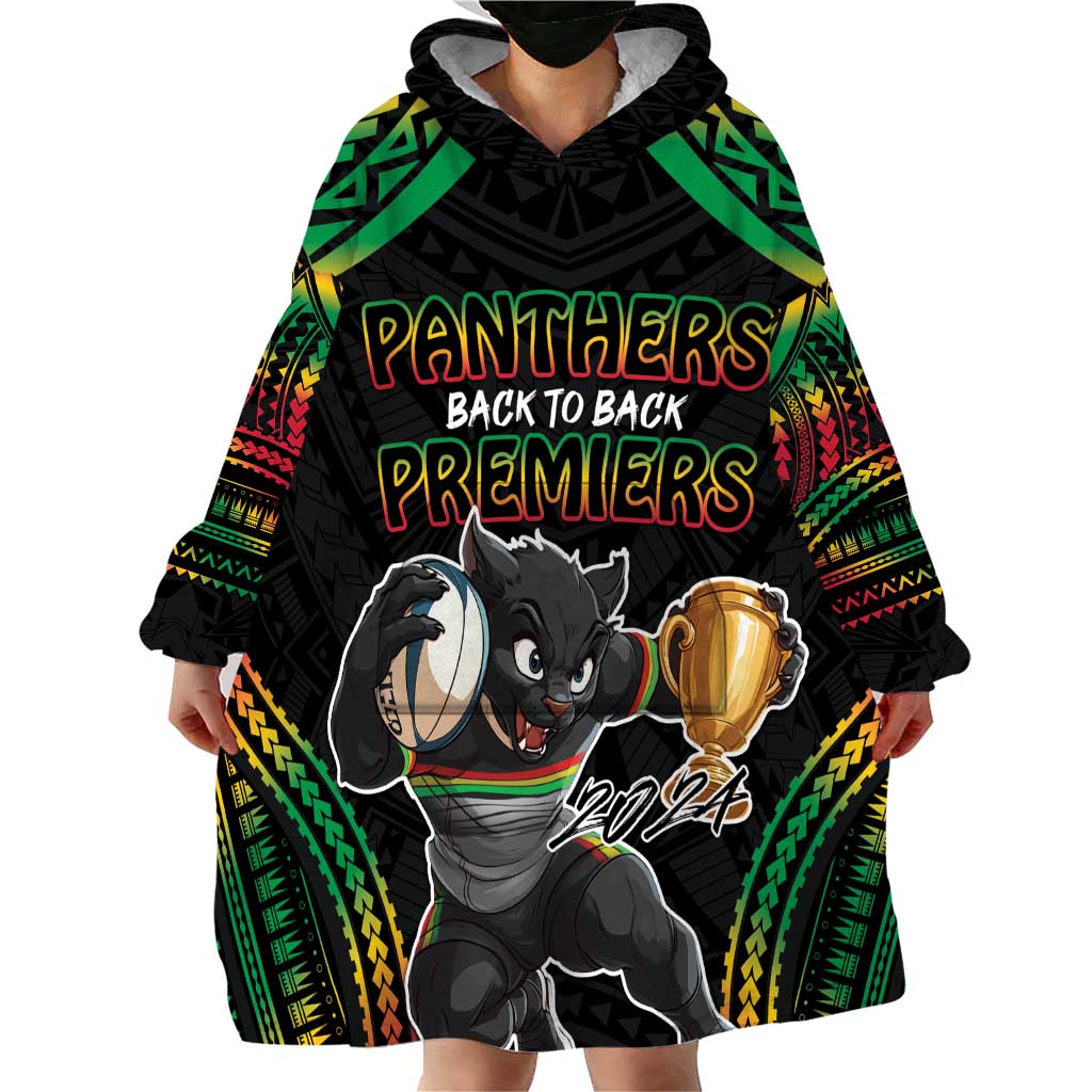 Custom Panthers Champion Grand Final 2024 Wearable Blanket Hoodie With Polynesian Style