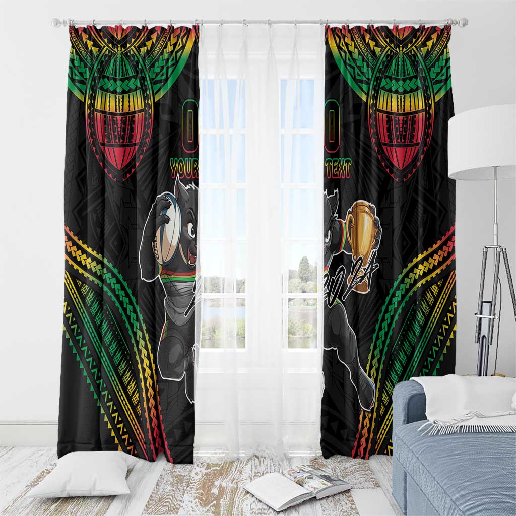 Custom Panthers Champion Grand Final 2024 Window Curtain With Polynesian Style