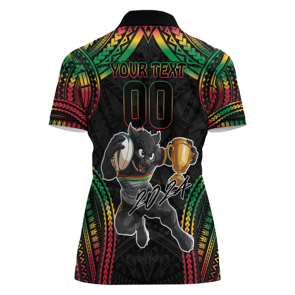Custom Panthers Champion Grand Final 2024 Women Polo Shirt With Polynesian Style