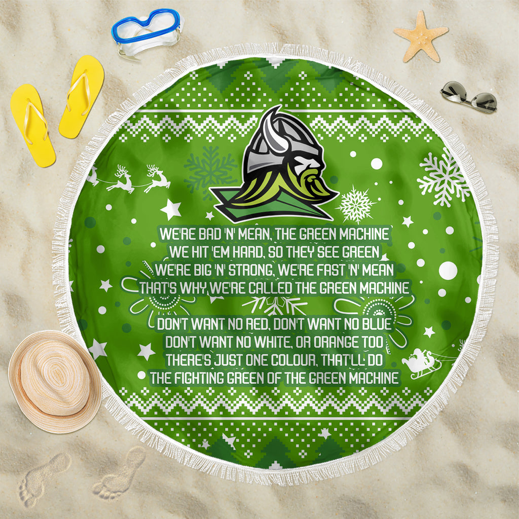 raiders-rugby-beach-blanket-the-mighty-green-machine-2023-christmas-vibe