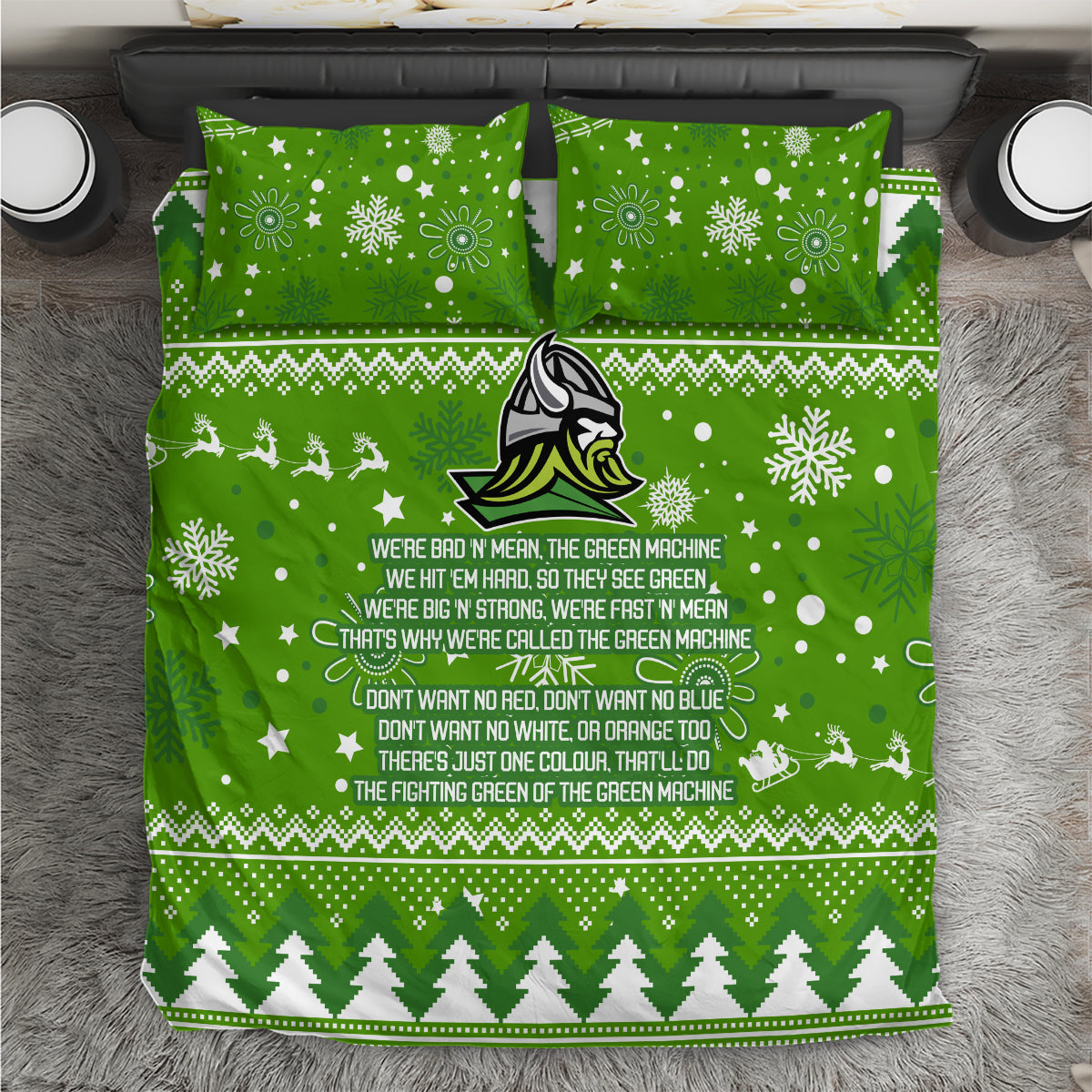 raiders-rugby-bedding-set-the-mighty-green-machine-2023-christmas-vibe