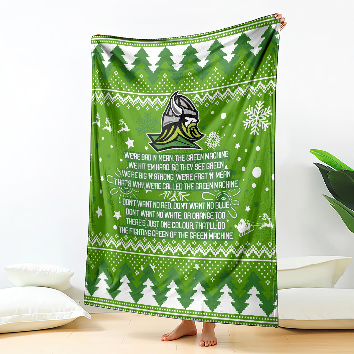 raiders-rugby-blanket-the-mighty-green-machine-2023-christmas-vibe
