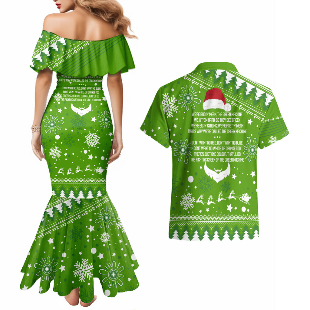 raiders-rugby-couples-matching-mermaid-dress-and-hawaiian-shirt-the-mighty-green-machine-2023-christmas-vibe