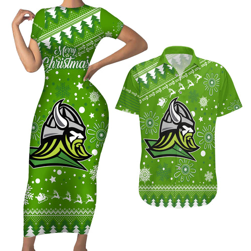 raiders-rugby-couples-matching-short-sleeve-bodycon-dress-and-hawaiian-shirt-the-mighty-green-machine-2023-christmas-vibe