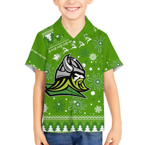 raiders-rugby-family-matching-off-shoulder-long-sleeve-dress-and-hawaiian-shirt-the-mighty-green-machine-2023-christmas-vibe
