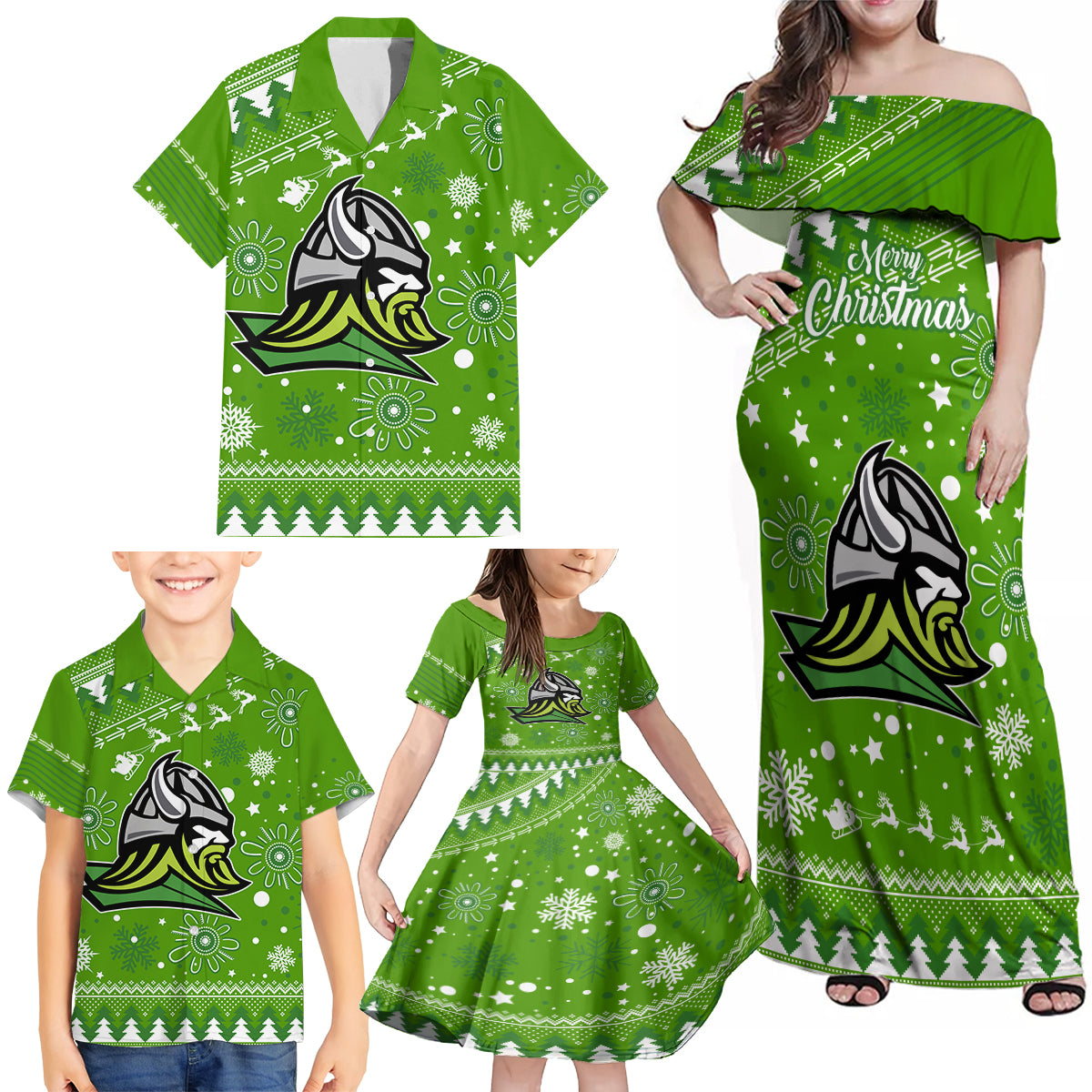 raiders-rugby-family-matching-off-shoulder-maxi-dress-and-hawaiian-shirt-the-mighty-green-machine-2023-christmas-vibe