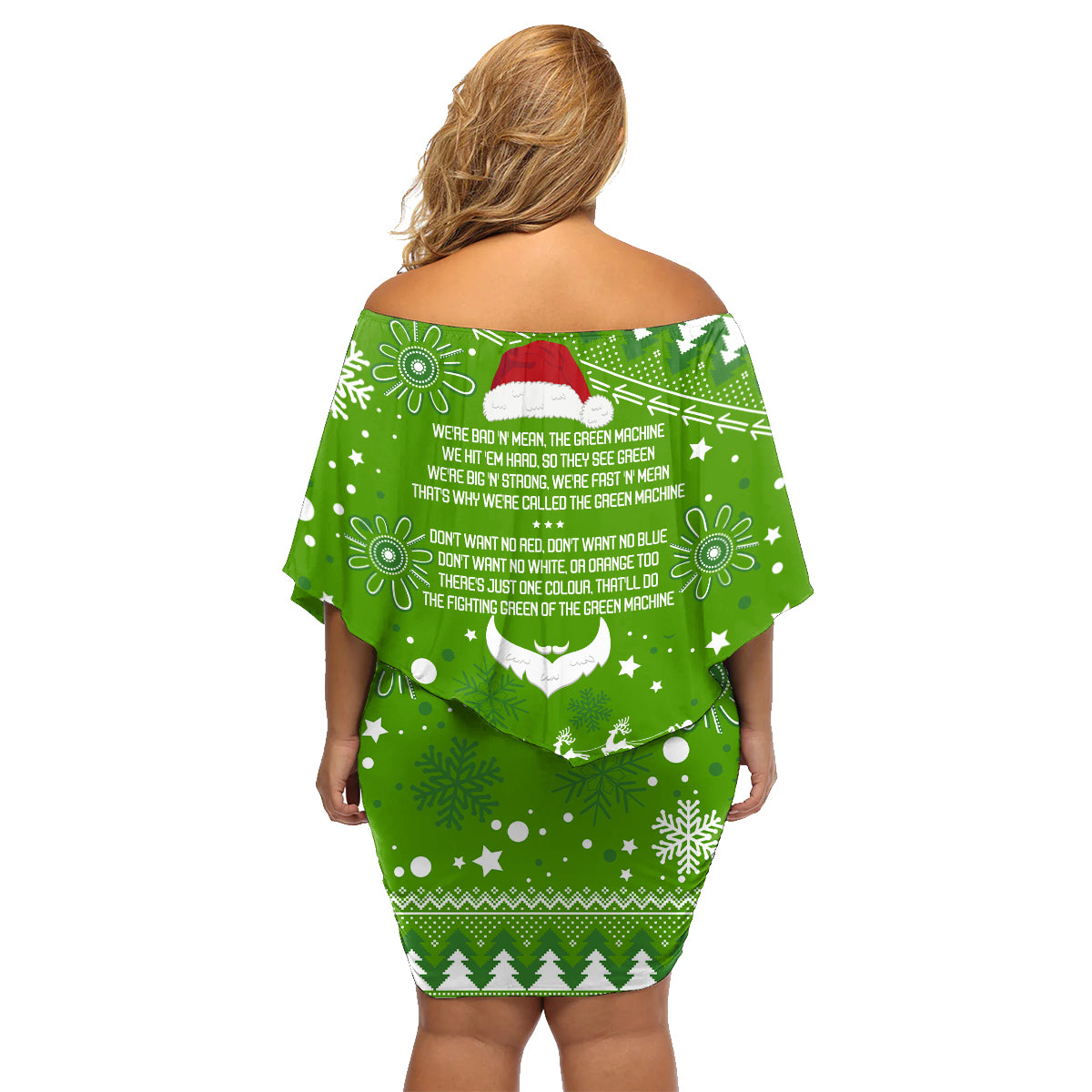 raiders-rugby-family-matching-off-shoulder-short-dress-and-hawaiian-shirt-the-mighty-green-machine-2023-christmas-vibe