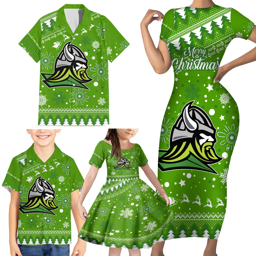 raiders-rugby-family-matching-short-sleeve-bodycon-dress-and-hawaiian-shirt-the-mighty-green-machine-2023-christmas-vibe