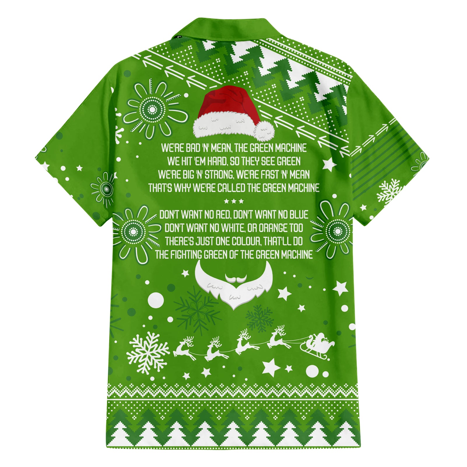 raiders-rugby-family-matching-short-sleeve-bodycon-dress-and-hawaiian-shirt-the-mighty-green-machine-2023-christmas-vibe