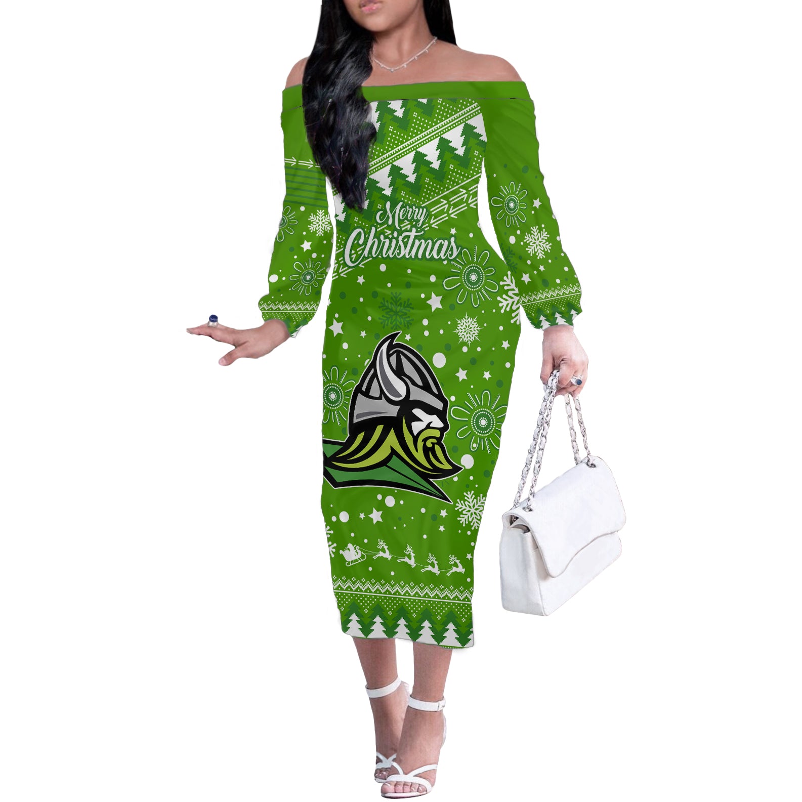 raiders-rugby-off-the-shoulder-long-sleeve-dress-the-mighty-green-machine-2023-christmas-vibe