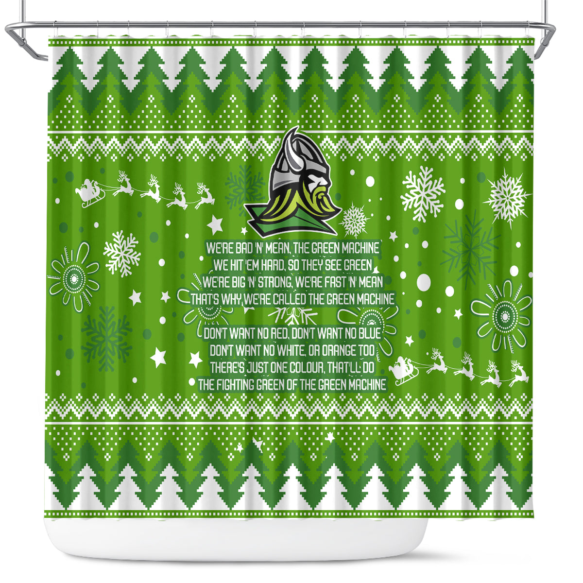 raiders-rugby-shower-curtain-the-mighty-green-machine-2023-christmas-vibe