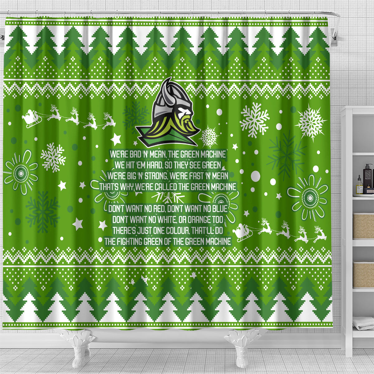 raiders-rugby-shower-curtain-the-mighty-green-machine-2023-christmas-vibe