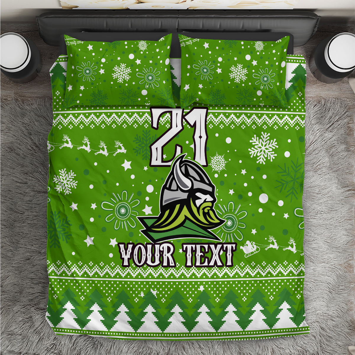custom-raiders-rugby-bedding-set-the-mighty-green-machine-2023-christmas-vibe