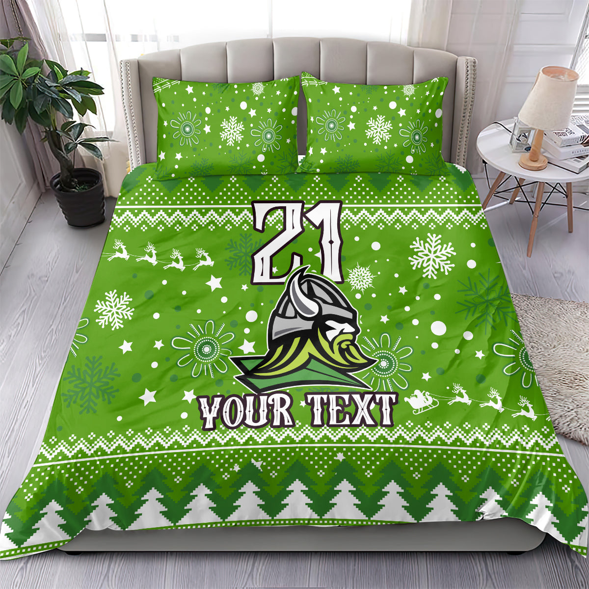 custom-raiders-rugby-bedding-set-the-mighty-green-machine-2023-christmas-vibe