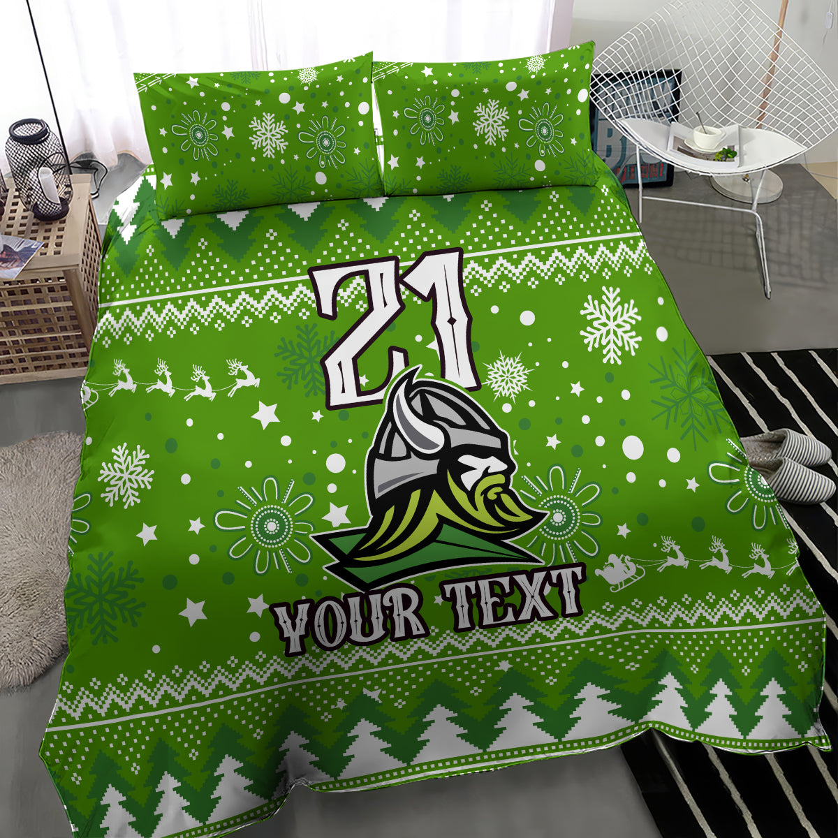 custom-raiders-rugby-bedding-set-the-mighty-green-machine-2023-christmas-vibe