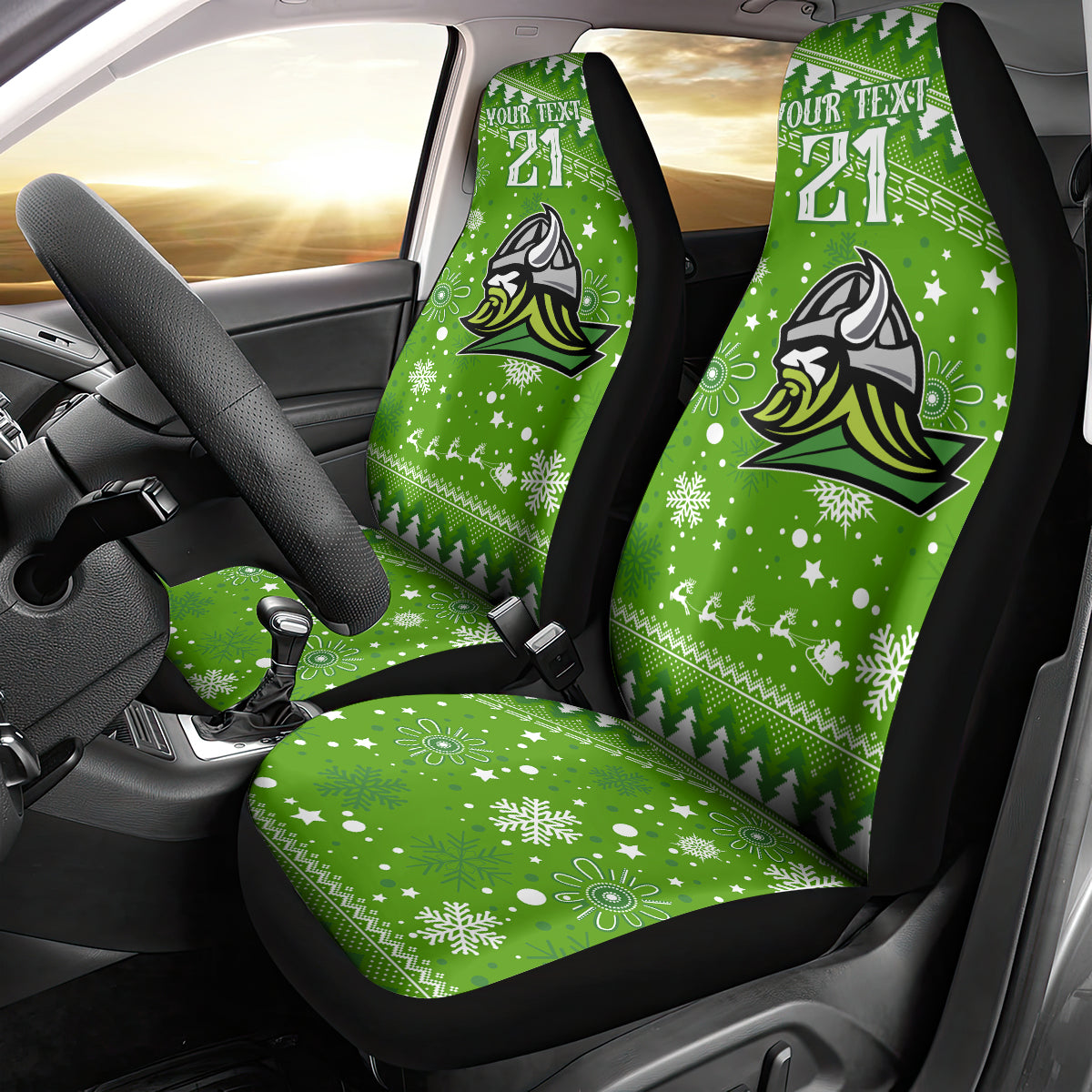 custom-raiders-rugby-car-seat-cover-the-mighty-green-machine-2023-christmas-vibe