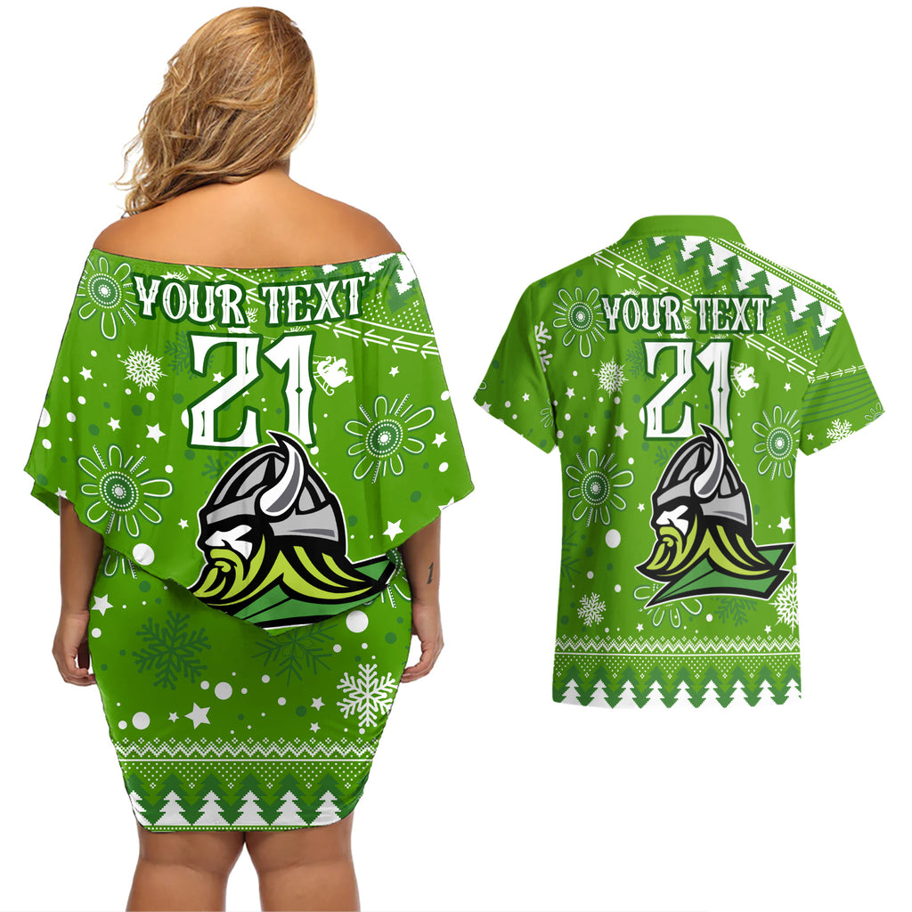 custom-raiders-rugby-couples-matching-off-shoulder-short-dress-and-hawaiian-shirt-the-mighty-green-machine-2023-christmas-vibe