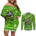 custom-raiders-rugby-couples-matching-off-shoulder-short-dress-and-long-sleeve-button-shirt-the-mighty-green-machine-2023-christmas-vibe