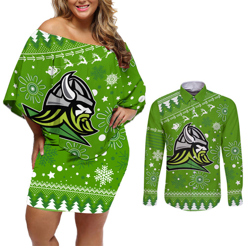 custom-raiders-rugby-couples-matching-off-shoulder-short-dress-and-long-sleeve-button-shirt-the-mighty-green-machine-2023-christmas-vibe
