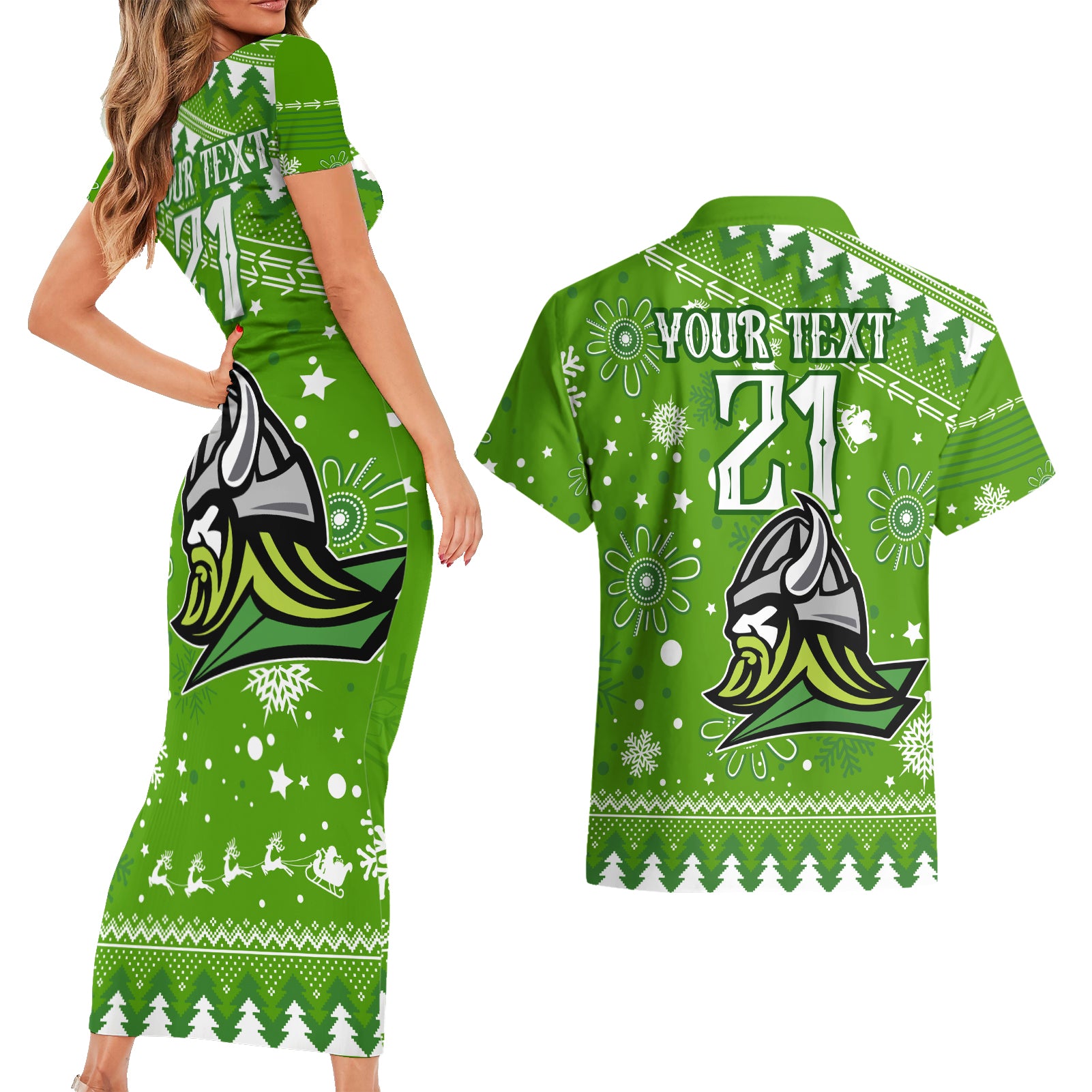 custom-raiders-rugby-couples-matching-short-sleeve-bodycon-dress-and-hawaiian-shirt-the-mighty-green-machine-2023-christmas-vibe