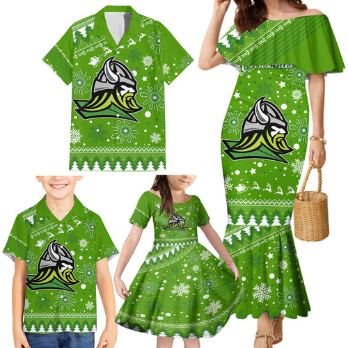 custom-raiders-rugby-family-matching-mermaid-dress-and-hawaiian-shirt-the-mighty-green-machine-2023-christmas-vibe