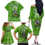 custom-raiders-rugby-family-matching-off-shoulder-long-sleeve-dress-and-hawaiian-shirt-the-mighty-green-machine-2023-christmas-vibe