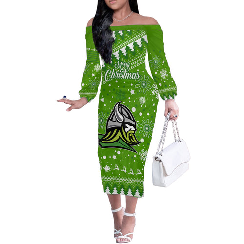 custom-raiders-rugby-family-matching-off-shoulder-long-sleeve-dress-and-hawaiian-shirt-the-mighty-green-machine-2023-christmas-vibe