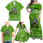 custom-raiders-rugby-family-matching-off-shoulder-maxi-dress-and-hawaiian-shirt-the-mighty-green-machine-2023-christmas-vibe